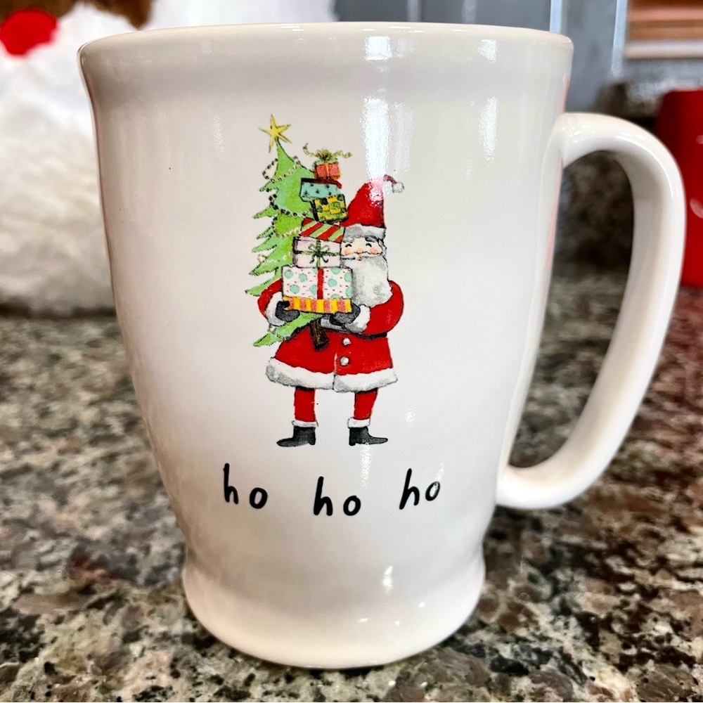 Rae Dunn New ARTISAN hand painted Santa ho ho ho Christmas mug red interior NWT